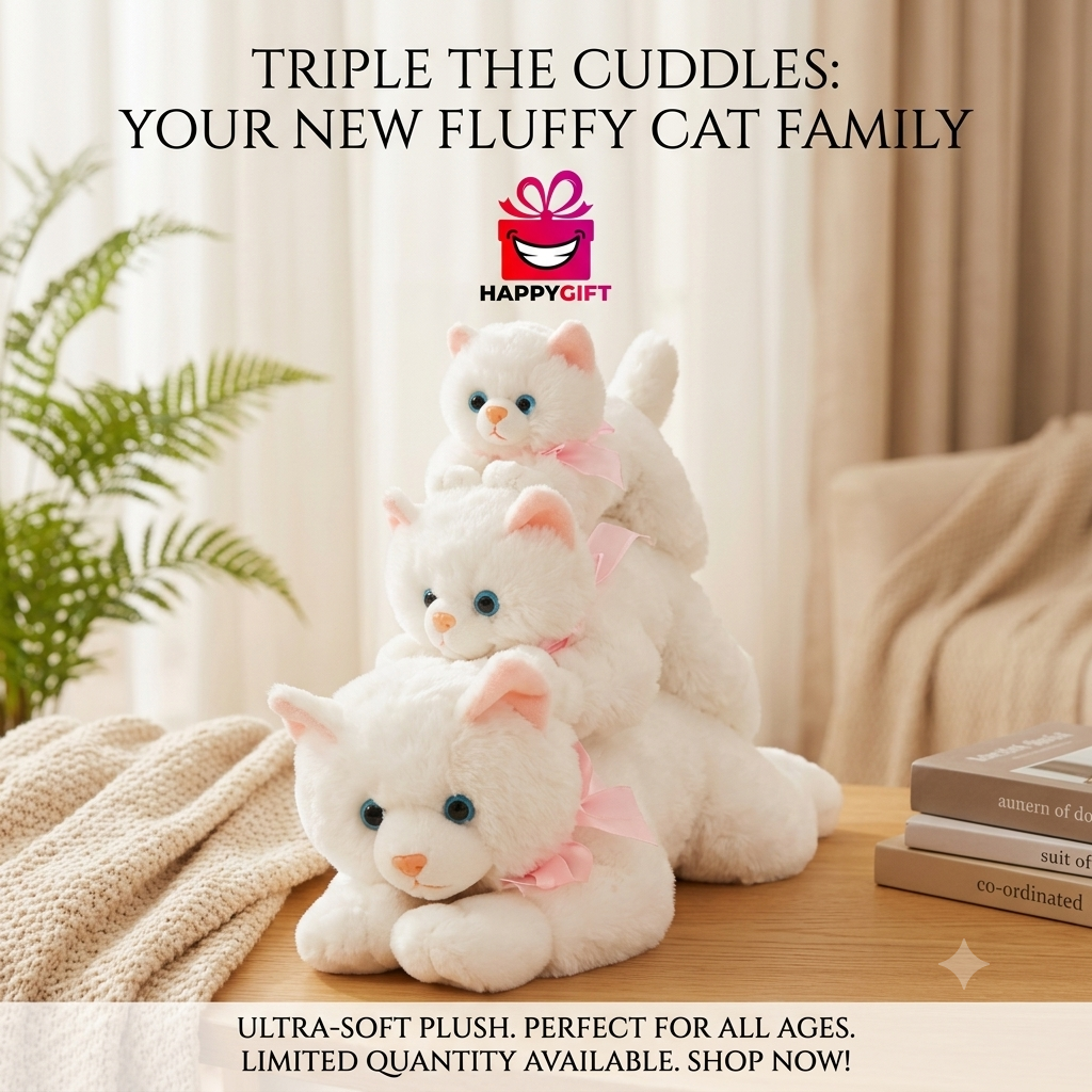 Triple the Cuddles: The Happy Gift Fluffy Cat Family