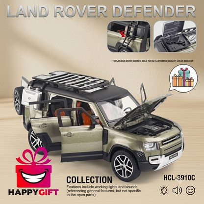 R/C 1:24 Die-Cast Land Rover Defender RC Car – Interactive Toy Model with Lights, Sound & Smoke Effects