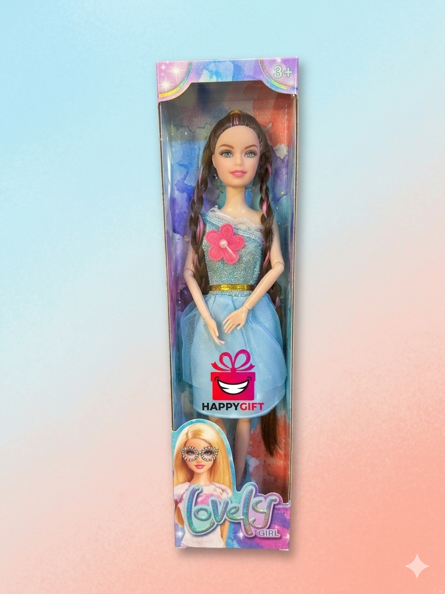 Lovely Girl Fashion Doll with Long Braided Hair – Elegant Princess Dress Play Set