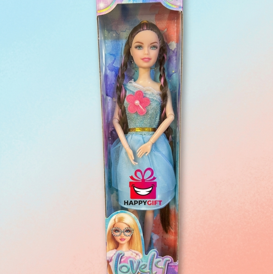 Lovely Girl Fashion Doll with Long Braided Hair – Elegant Princess Dress Play Set
