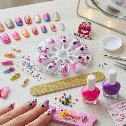 My Designer 3D Nail Art Salon Kit – Kids Fake Nails & Manicure Playset