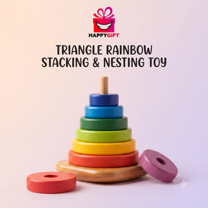 THE ULTIMATE COGNITIVE STACKING TOY – Happy Gift Triangle Rainbow Stacked Tower