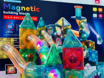 Glow-in-the-Dark Magnetic Marble Run & Building Blocks (96-Piece Set)