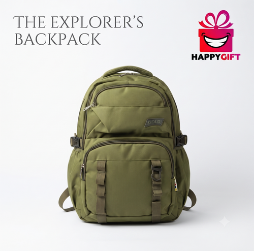 "The Explorer's Backpack" - 4-Panel Detailed Showcase (Olive Green)