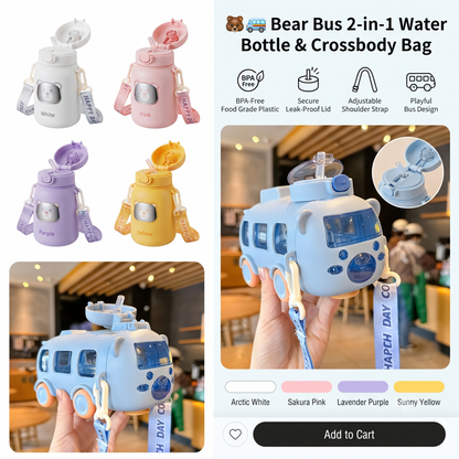 Bear Bus 2-in-1 Water Bottle & Crossbody Bag