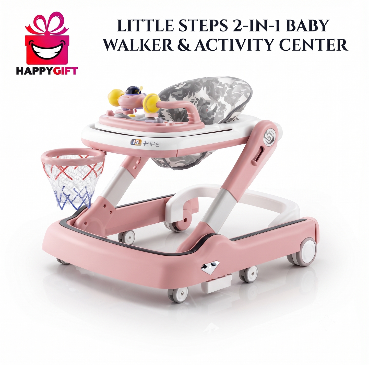 Little Steps 2-in-1 Baby Walker & Activity Center (Pink)
