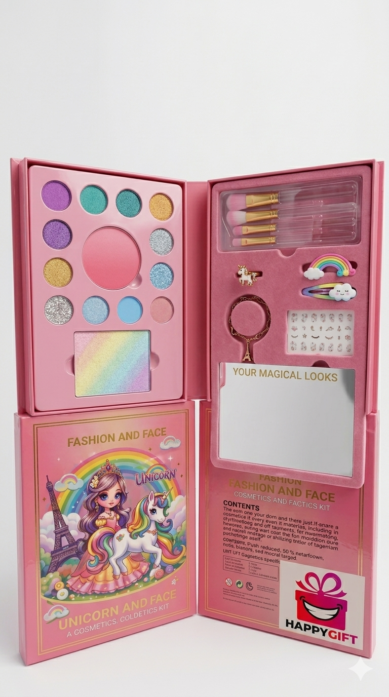 Unicorn Makeup & Fashion Secret Diary Kit – Washable Cosmetics Play Set with Accessories