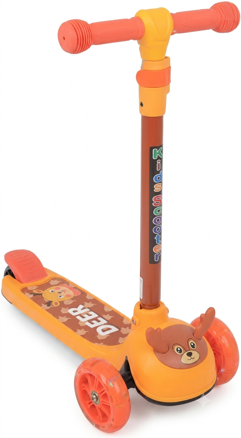 HappyGift Kids 3-Wheel Kick Scooter with Light-Up Wheels | Adjustable Height for Toddlers & Boys & Girls