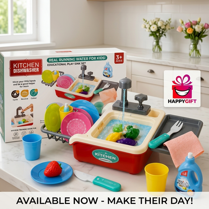 Kids Kitchen Sink Toy with Real Running Water – Educational Dishwasher Playset for Toddlers (Ages 3+)
