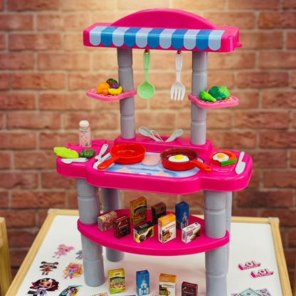 L.O.L. Surprise! 44-Piece Mini Kitchen Playset – Deluxe DIY Cooking Stand Toy with Lights & Sounds