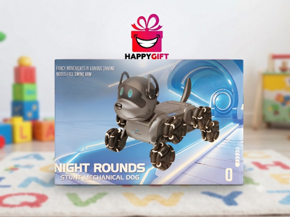 Night Rounds Stunt Mechanical Dog - Interactive Remote Control Robot Puppy with Omni-Directional Wheels & LED Lights