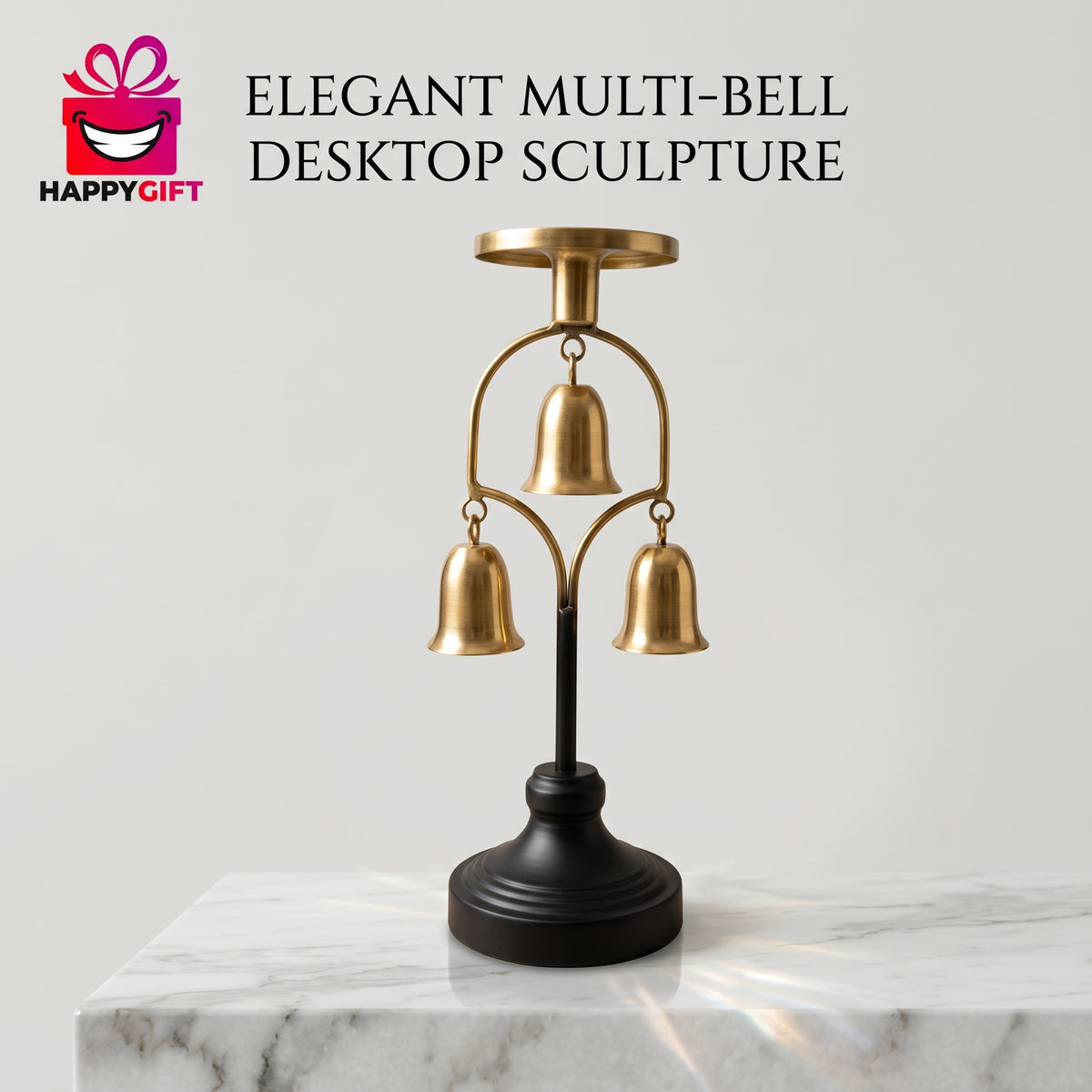 THE ARTISAN'S COLLECTION: Handcrafted Triple-Tiered Heritage Brass Bell Sculpture