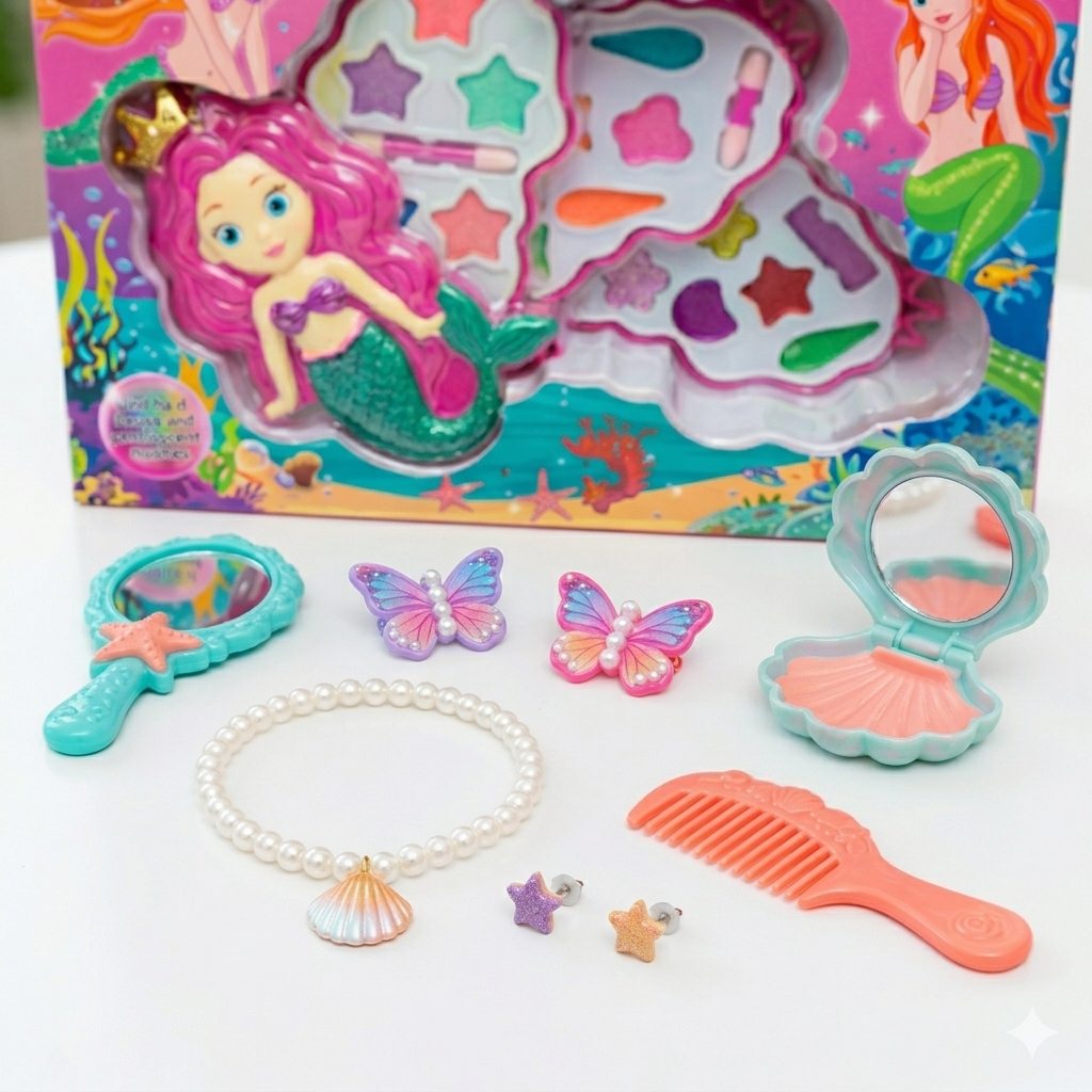 Mermaid Kids Makeup & Vanity Accessory Kit – Premium Gift Set