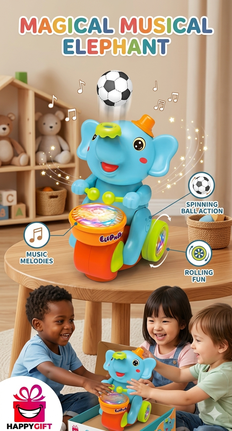 The Ultimate Bump & Go Musical Drumming Elephant!