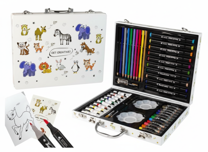Deluxe Art Supply Case for Kids - 100+ Piece Drawing Kit in Portable Metal Box