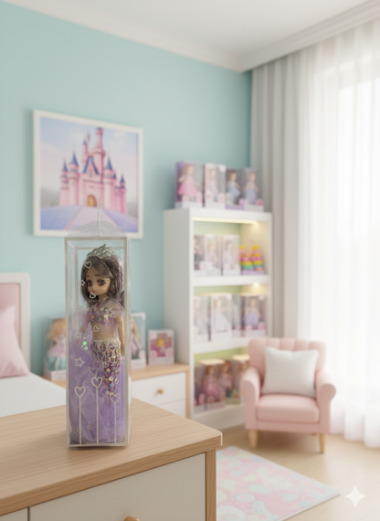 Royal Mermaid Princess Doll in Purple Sequin Gown