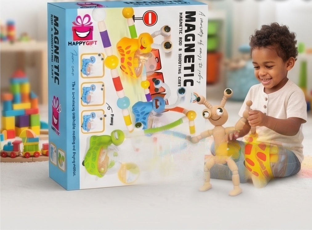 Magnetic Rod & Shooting Cart Adventure Set: Build, Play & Spark Creativity