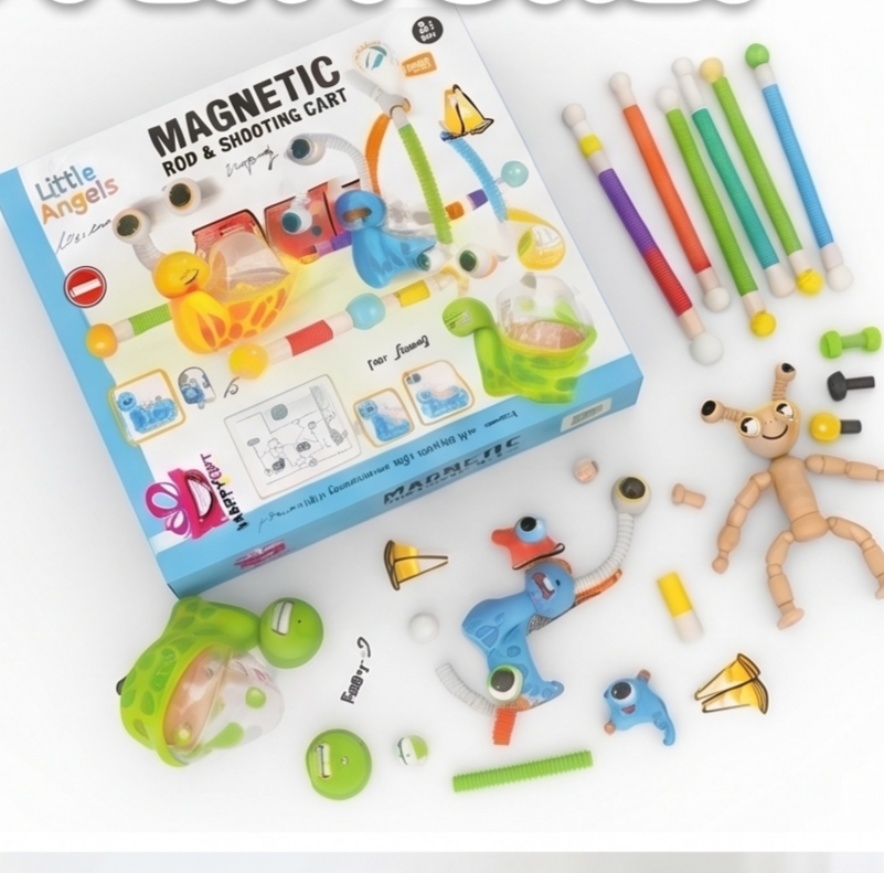 Magnetic Rod & Shooting Cart Adventure Set: Build, Play & Spark Creativity
