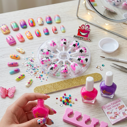 My Designer 3D Nail Art Salon Kit – Kids Fake Nails & Manicure Playset
