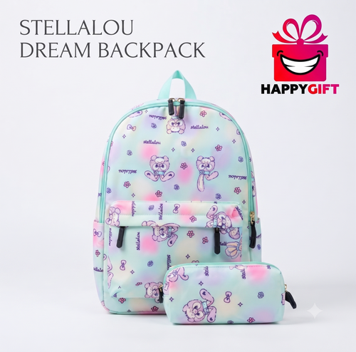 "StellaLou Dream Backpack" - 4-Panel Collection View (Mint Tie-Dye)
