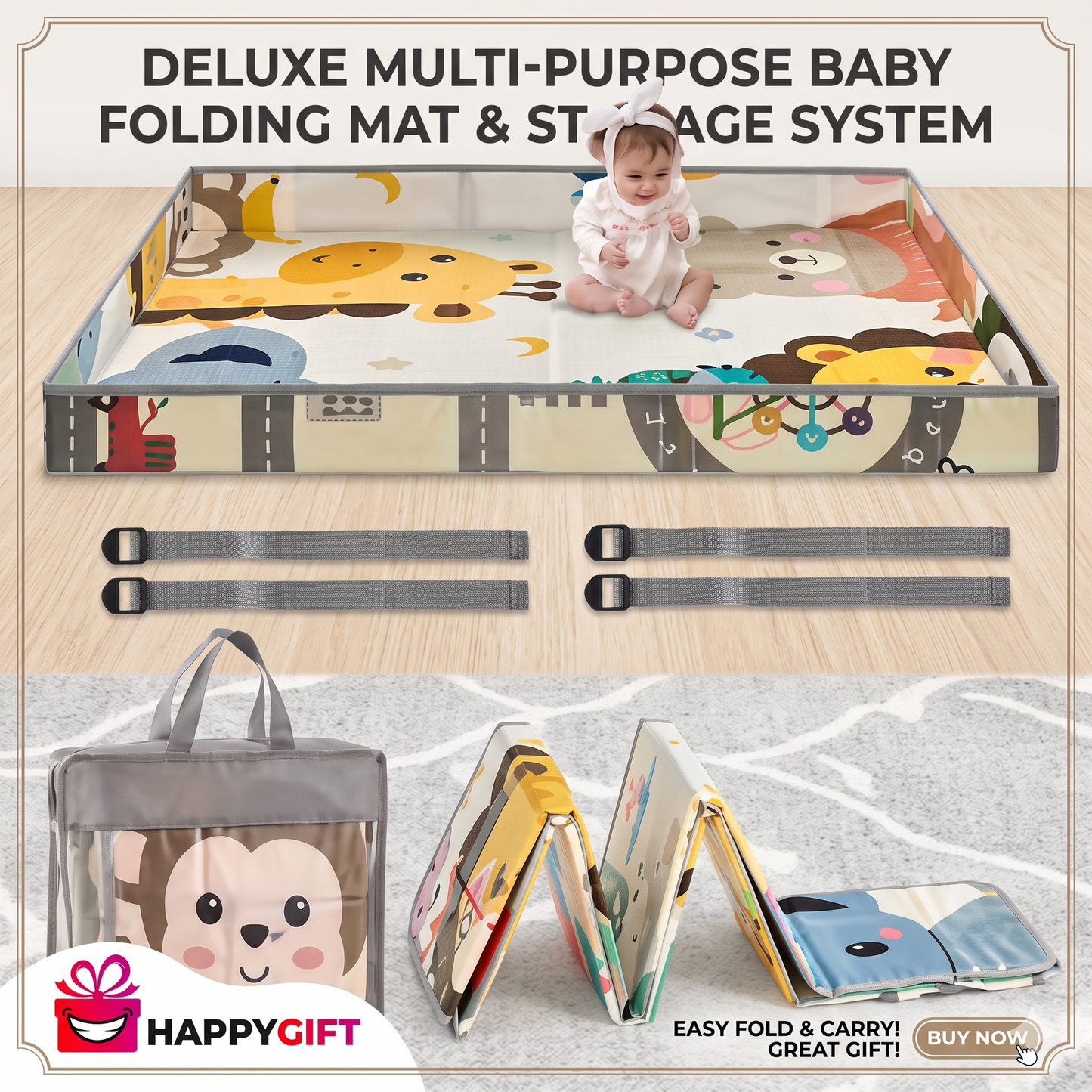 Deluxe Multi-Purpose Baby Folding Mat & Storage System