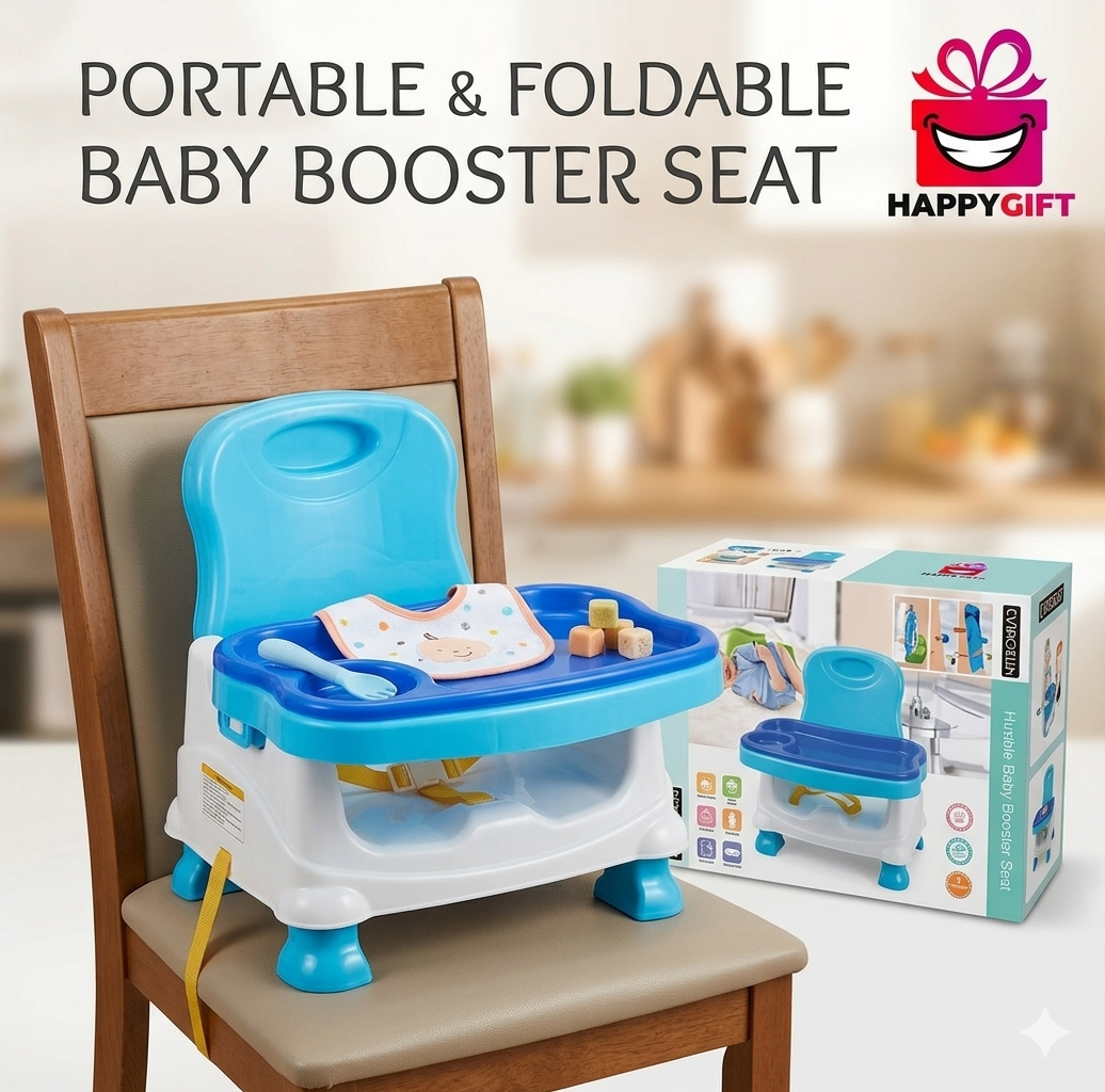 Happy Mealtime Booster Seat – Compact, Comfortable, and Convenient