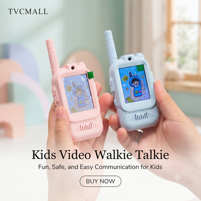 Kids Video Walkie Talkie Set – Dual-Way Interactive Video & Voice Intercom, HD Camera, Rechargeable Toy with Lanyard (Pink & Blue)