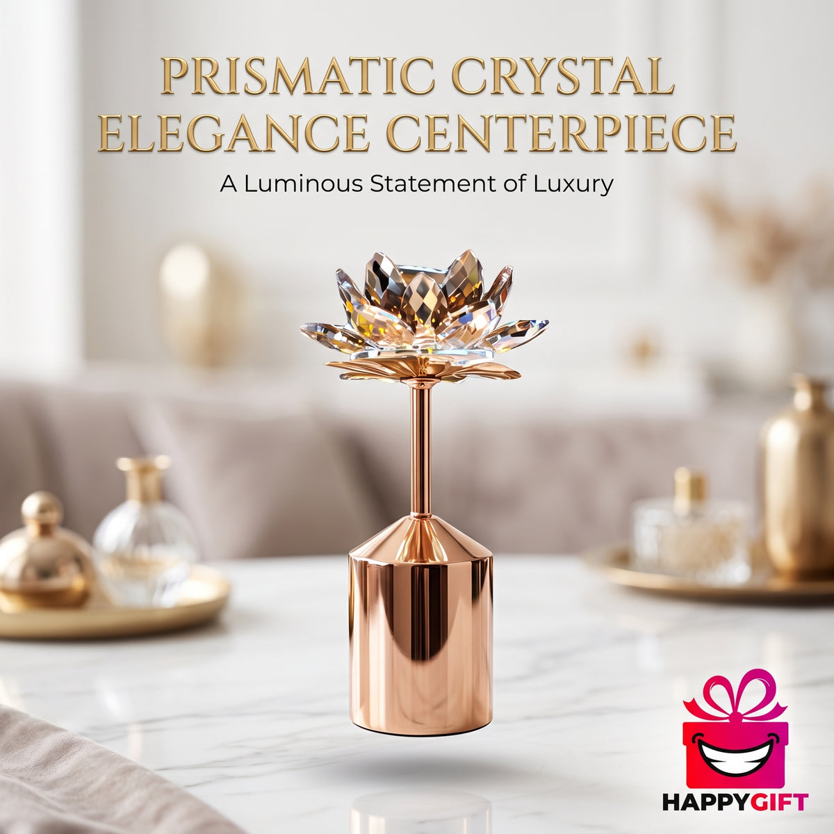Prismatic Crystal Lotus Centerpiece - Elevate Your Space with Radiant Elegance