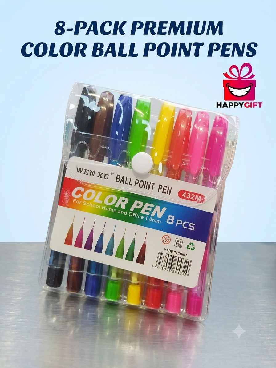 Color Ballpoint Pen Set – 8 Piece Collection