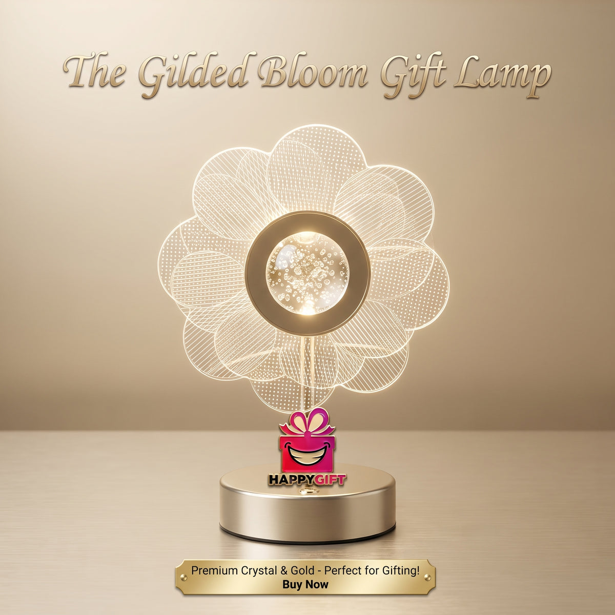 "The Gilded Bloom Gift Collection: Premium Crystal & Gold Illumination"