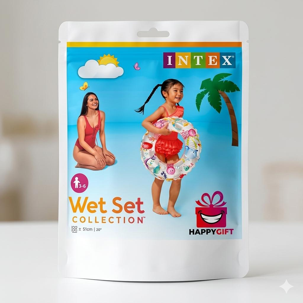 Intex Wet Set Inflatable Swim Ring - Colorful Sea Life Print (Ages 3-6)