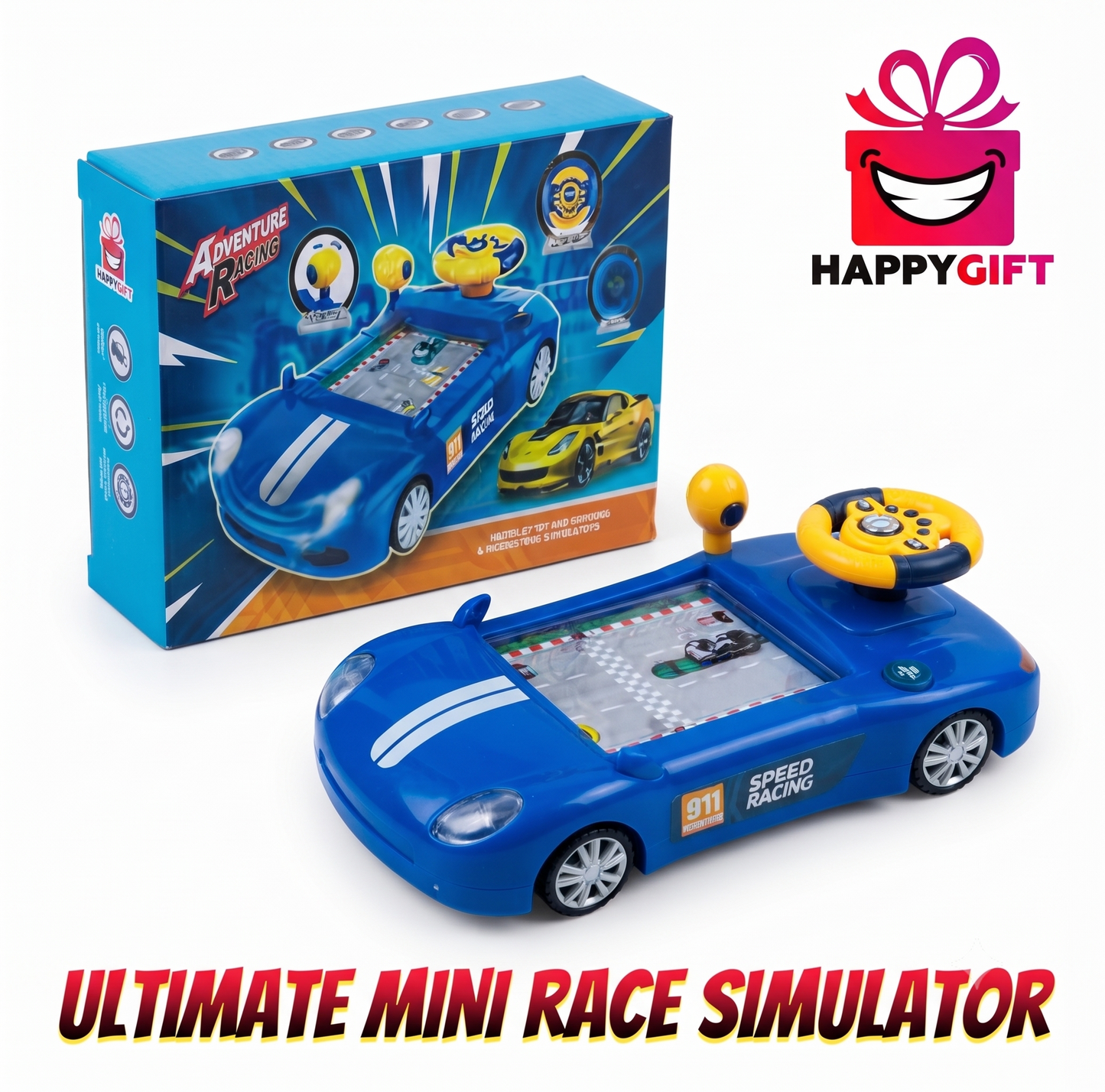Adventure Racing - Ultimate Mini Race Simulator Toy Set with Box & Steering Wheel