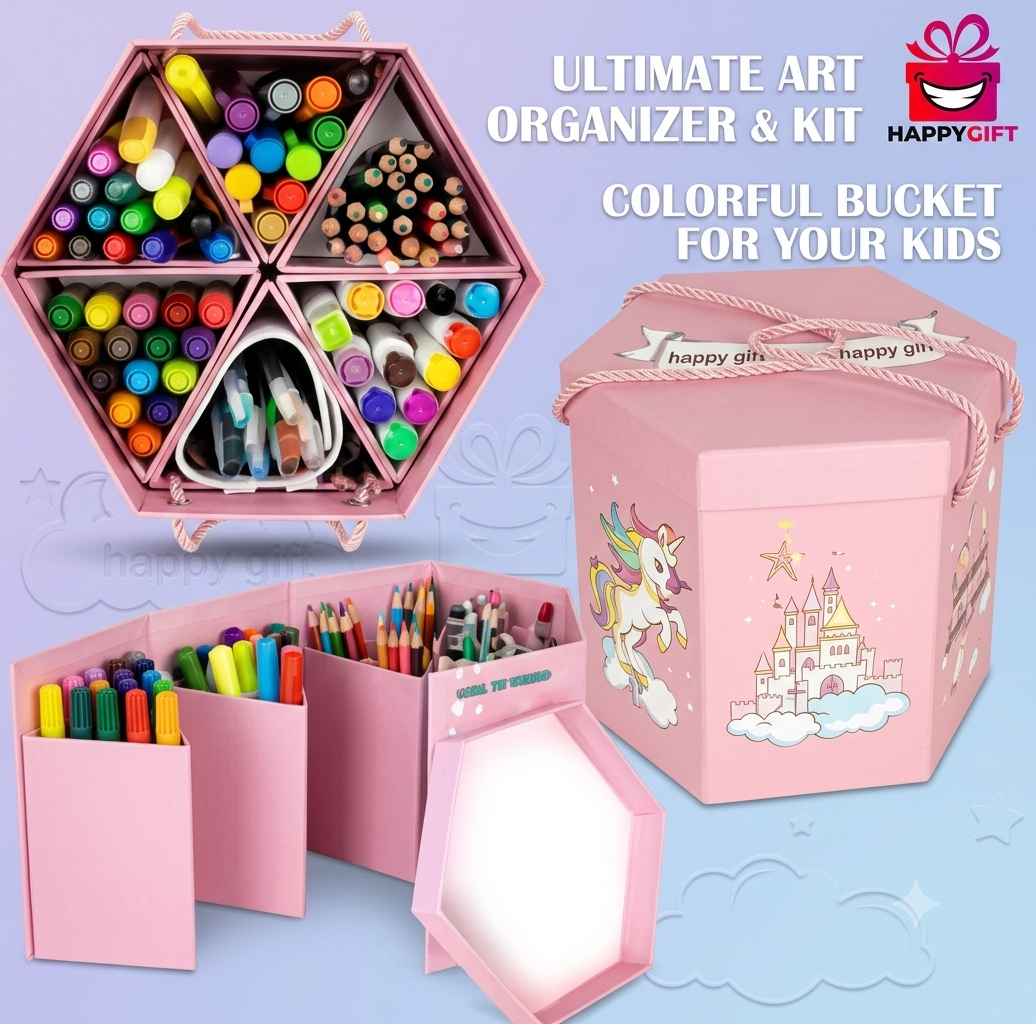 Premium Hexagonal Art Organizer & Creativity Kit