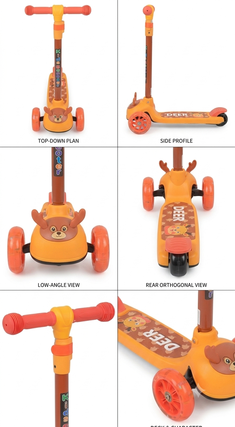 HappyGift Kids 3-Wheel Kick Scooter with Light-Up Wheels | Adjustable Height for Toddlers & Boys & Girls