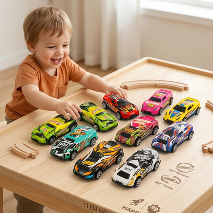 8-Piece Mega Racing Car Set with Pull-Back Action - Rocket-Themed Collector Box