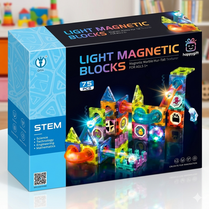 Magnetic Blocks Marble Run STEM Light (75-Piece)