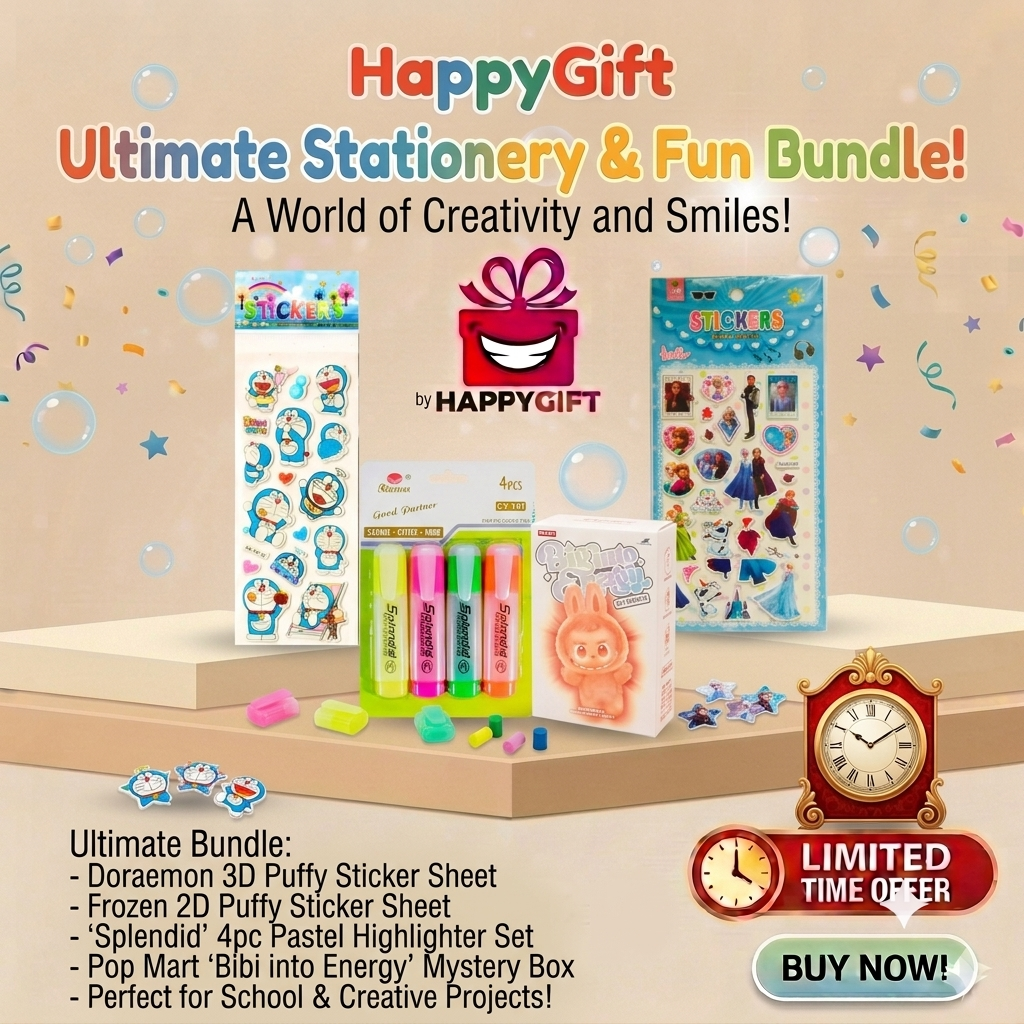 HappyGift Ultimate Stationery & Fun Bundle – 4-In-1 Creative & Collectible Set