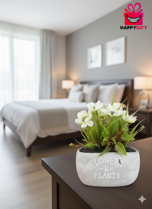 Spotted Orchid in Chic Wavy Ceramic Pot