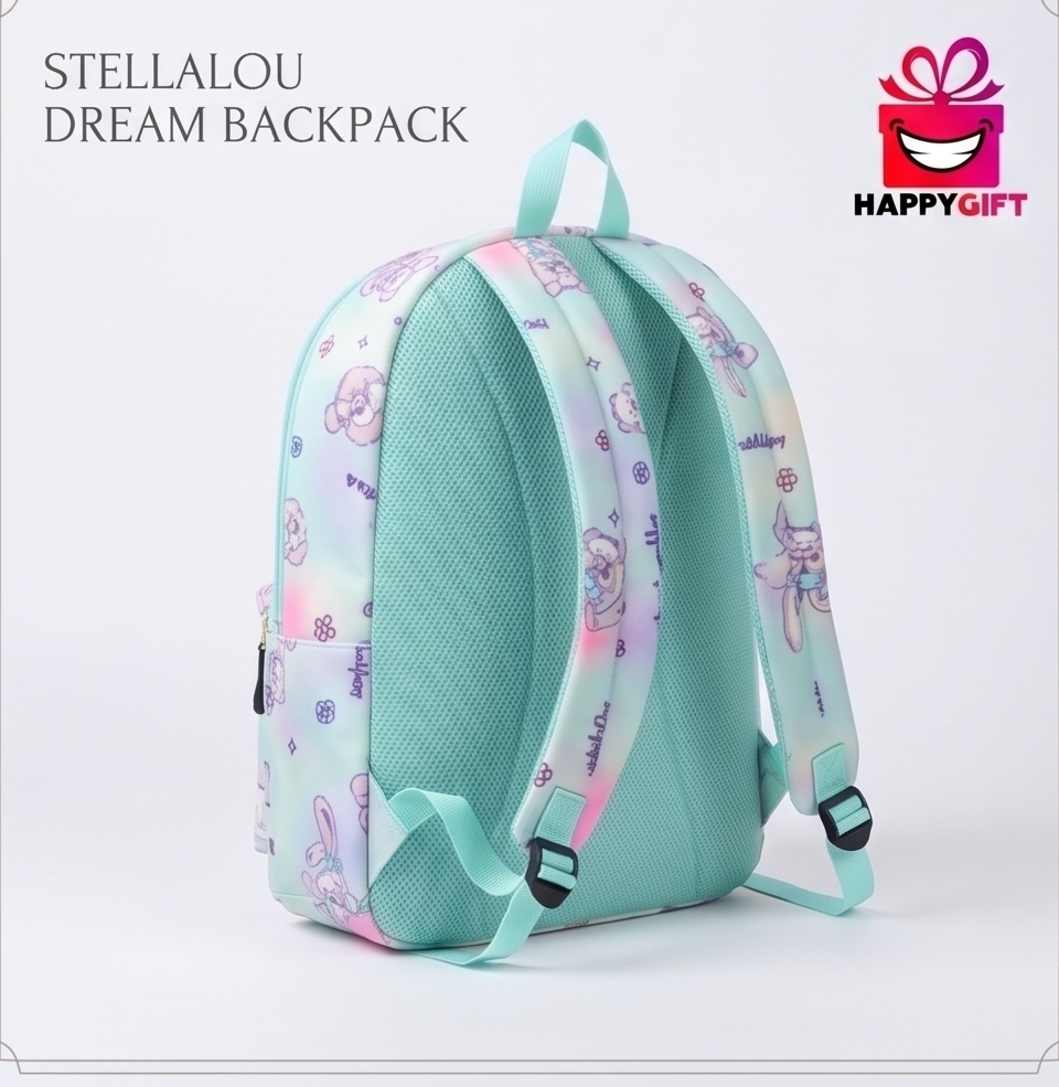 "StellaLou Dream Backpack" - 4-Panel Collection View (Mint Tie-Dye)
