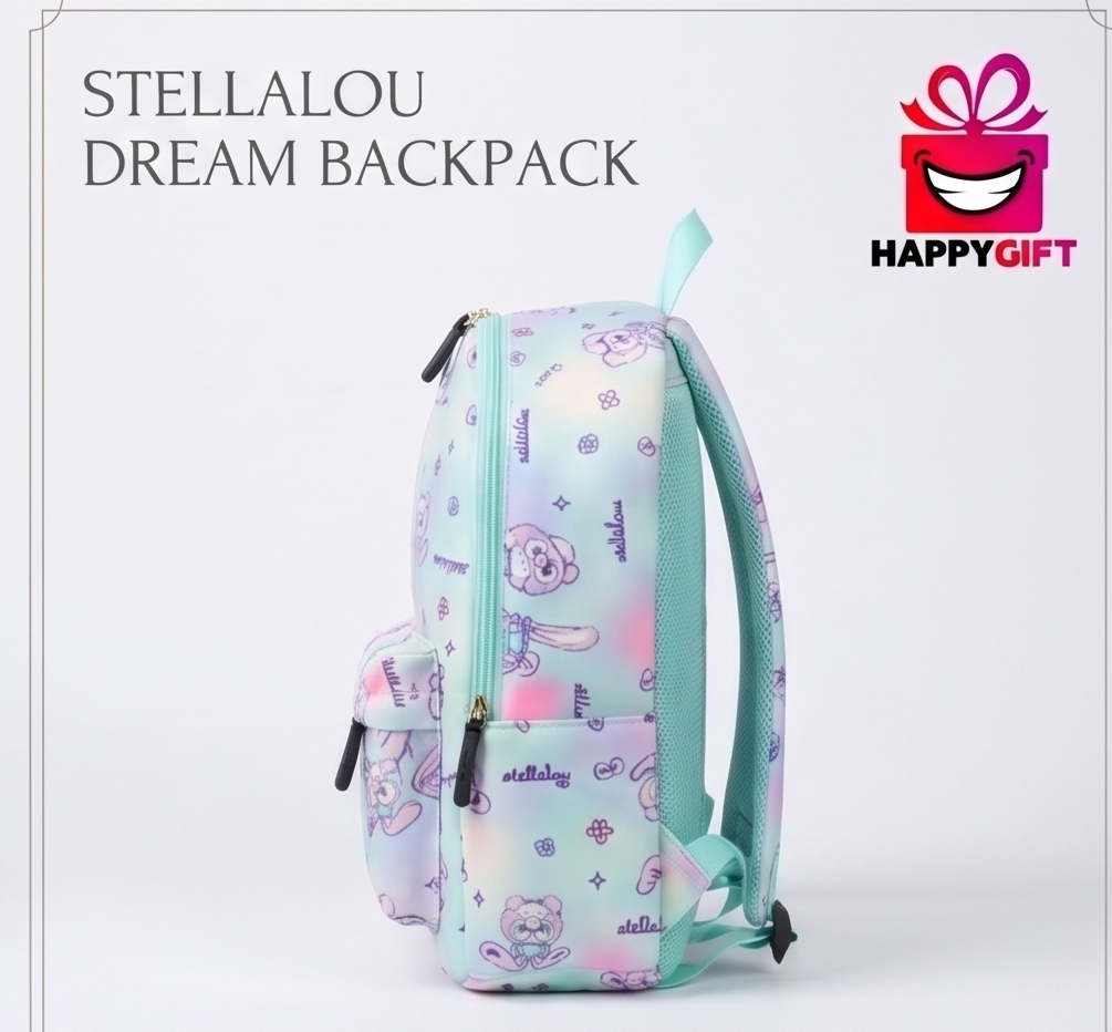 "StellaLou Dream Backpack" - 4-Panel Collection View (Mint Tie-Dye)