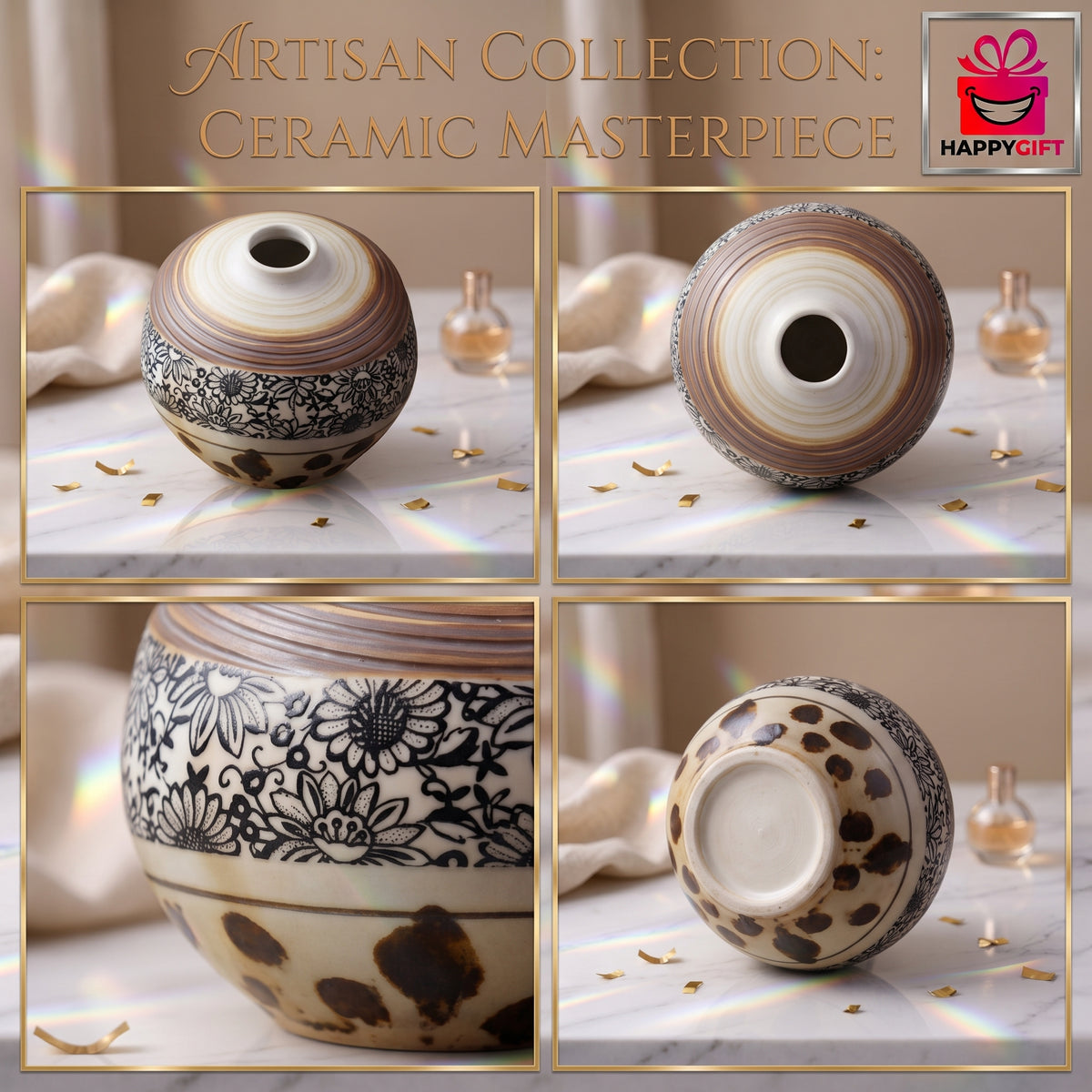 Artisan Collection: Hand-Glazed Ceramic Vibe with Geometric Details