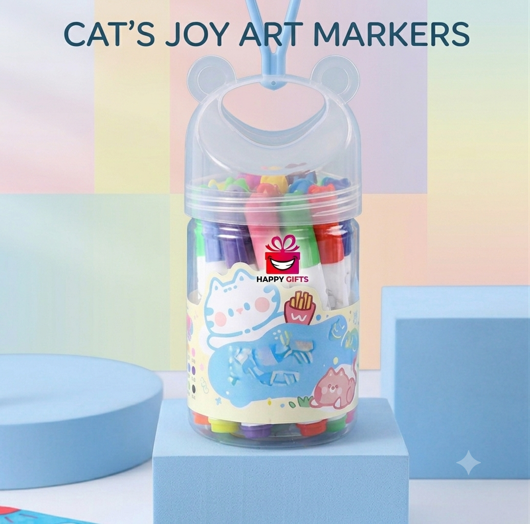 Kids Washable Colour Pens – 12 Vibrant Pieces in Portable Bear Case