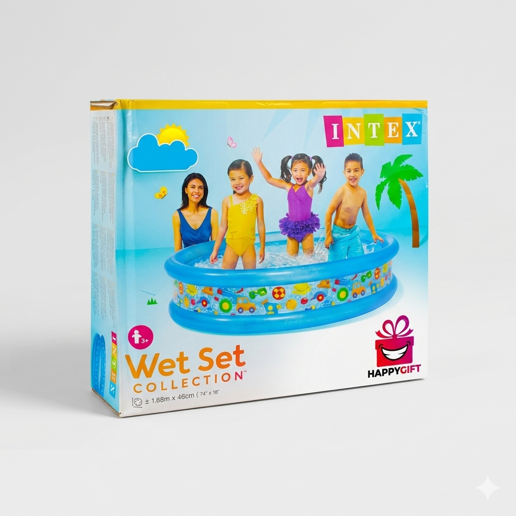 Intex Wet Set Collection Soft Side Inflatable Pool – Large Blue Kids' Pool