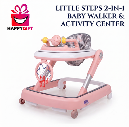 Little Steps 2-in-1 Baby Walker & Activity Center (Pink)