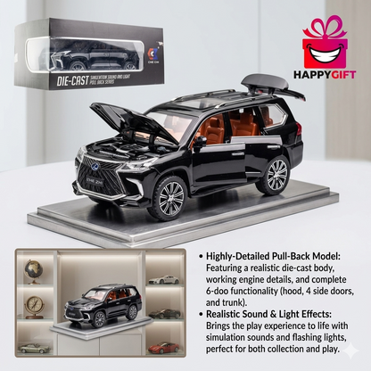 1:24 Scale Lexus LX570 Die-Cast Model Car – Premium Pull-Back Toy with Sound & Light