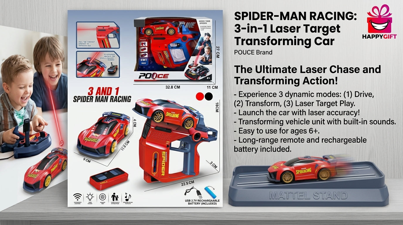 Spider Racer: 3-in-1 Laser Target Transforming Car