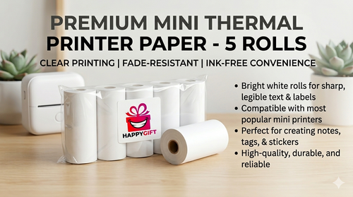 Premium Thermal Printer Paper – 5-Roll Bundle (High-Definition 8k Clarity)
