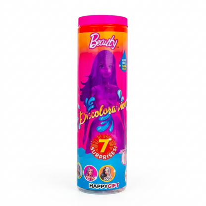 Color Reveal Surprise Doll Cylinder – 7 Surprises Mystery Fashion Doll Set with Color Change & Accessories