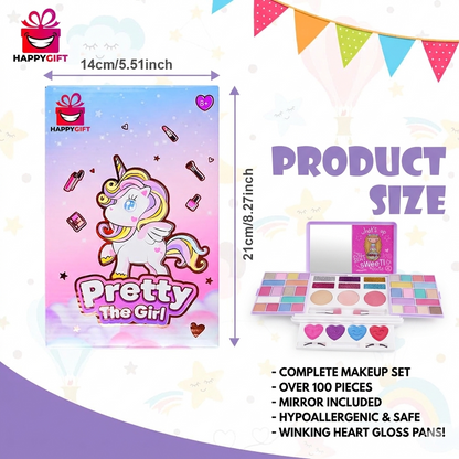 Kids Unicorn Makeup Kit for Girls - Washable Pretend Play Cosmetic Set