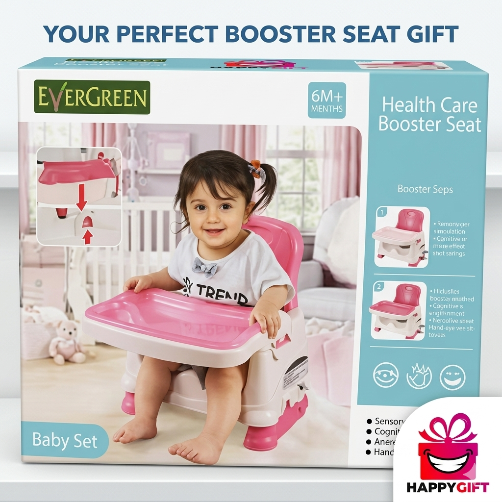 Happy Mealtime Booster Seat – Compact, Comfortable, and Convenient